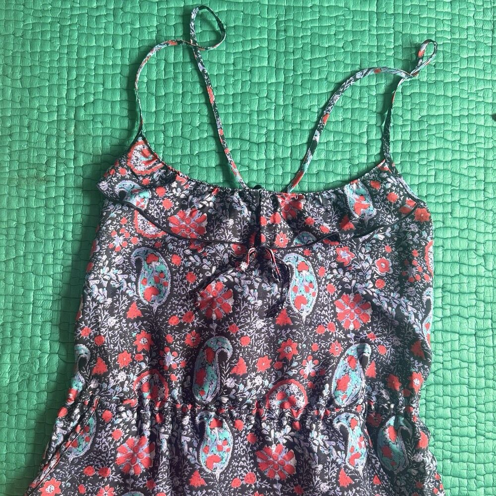 NEW Y2K American Eagle Paisley Midi Dress L Boho Fairy sun dress Pockets ruffle - Picture 9 of 16